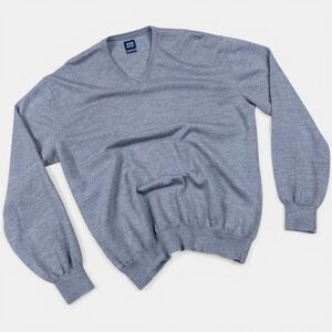 Boggi Milano Italian Merino Wool V Neck Sweater Men's XXL Gray Preppy Luxe